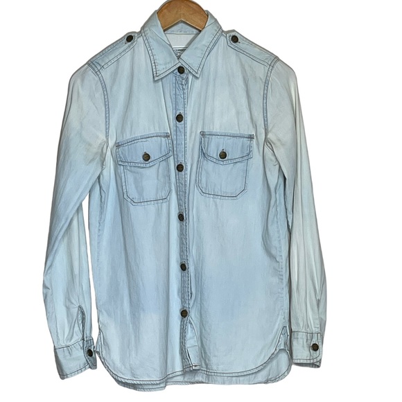 Current / Elliot Chambray Button Down Long Sleeve Size 1 Top - Picture 1 of 9